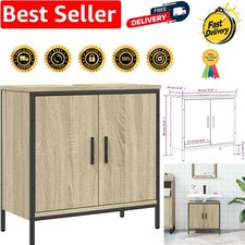 Sleek Powder-Coated Steel and Wood Bathroom Cabinet - Modern 60x30x60 cm Design