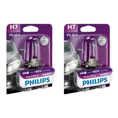 2x Philips VisionPlus H7 Halogen bis zu 60% mehr Licht 55W 12V Autolampen