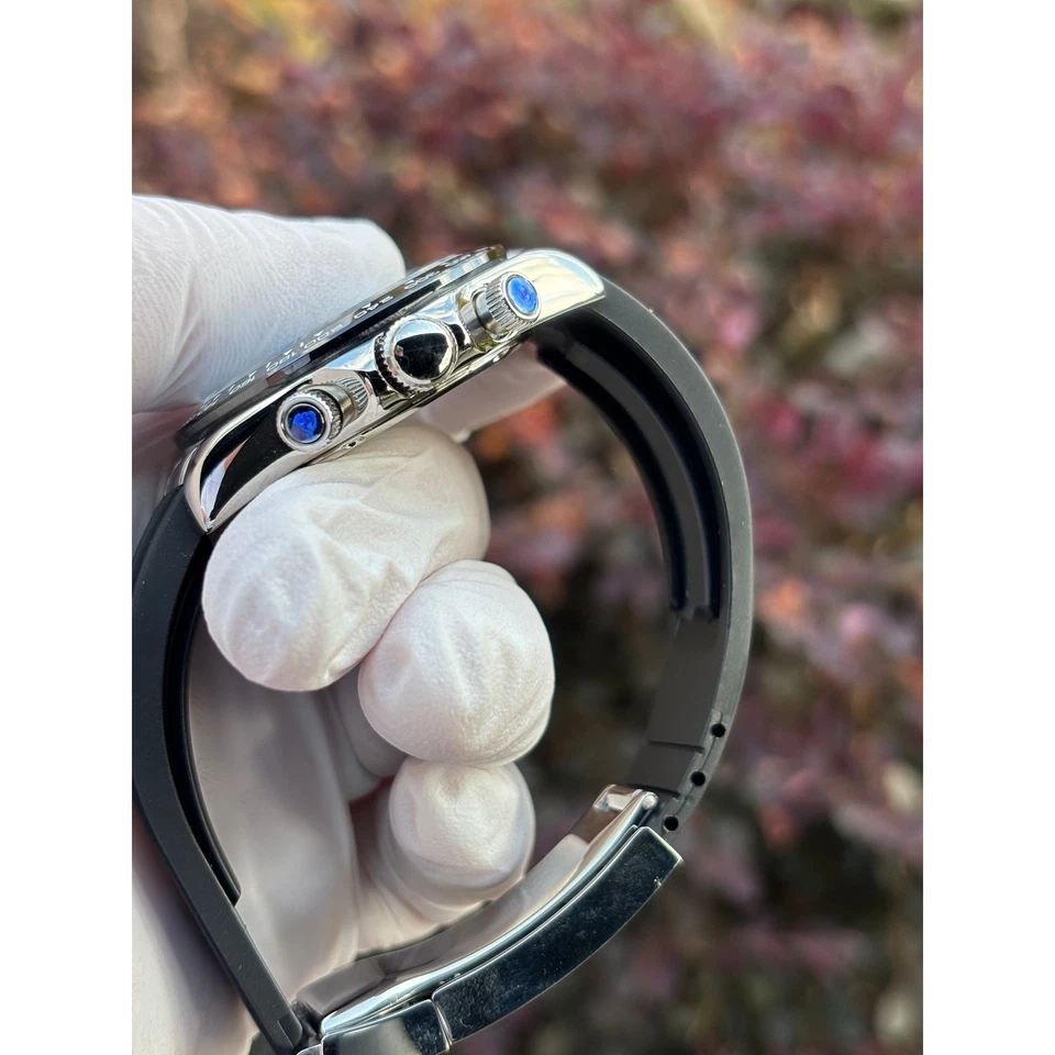 Seiko VK63 Chrono Mod 40mm Ice Blue Dial Ceramic Bezel Rubber Sapphire UNWORN - Image 4 of 4