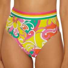 Trina Turk Swim Elara Print Reversible Banded High-Waist Bikini Bottom