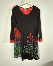 Parsley  Sage Womens V-Neck Black Abstract Print 3/4 Sleeve Tunic Top Medium