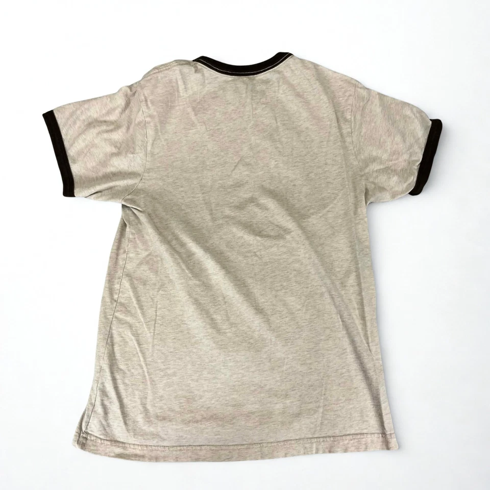 Old Navy T-Shirt Boys XL Ringer Tee Beige Brown Trim 100% Cotton Casual Top - Image 2 of 4