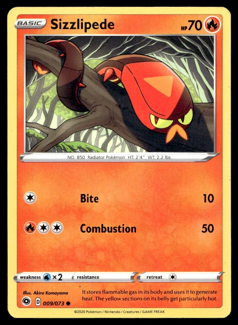 Sizzlipede 9/73 Pokemon Card Champion's Path Common 70 HP Lightly Played DR