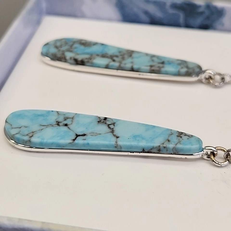 Robert Lee Morris SOHO Pendientes Perforados Imitación Turquesa Largo Cuelga 2 3/8" Foto 4 de 4