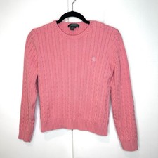 Lauren Ralph Lauren Cable Knit Sweater In Pink Size Large Crewneck