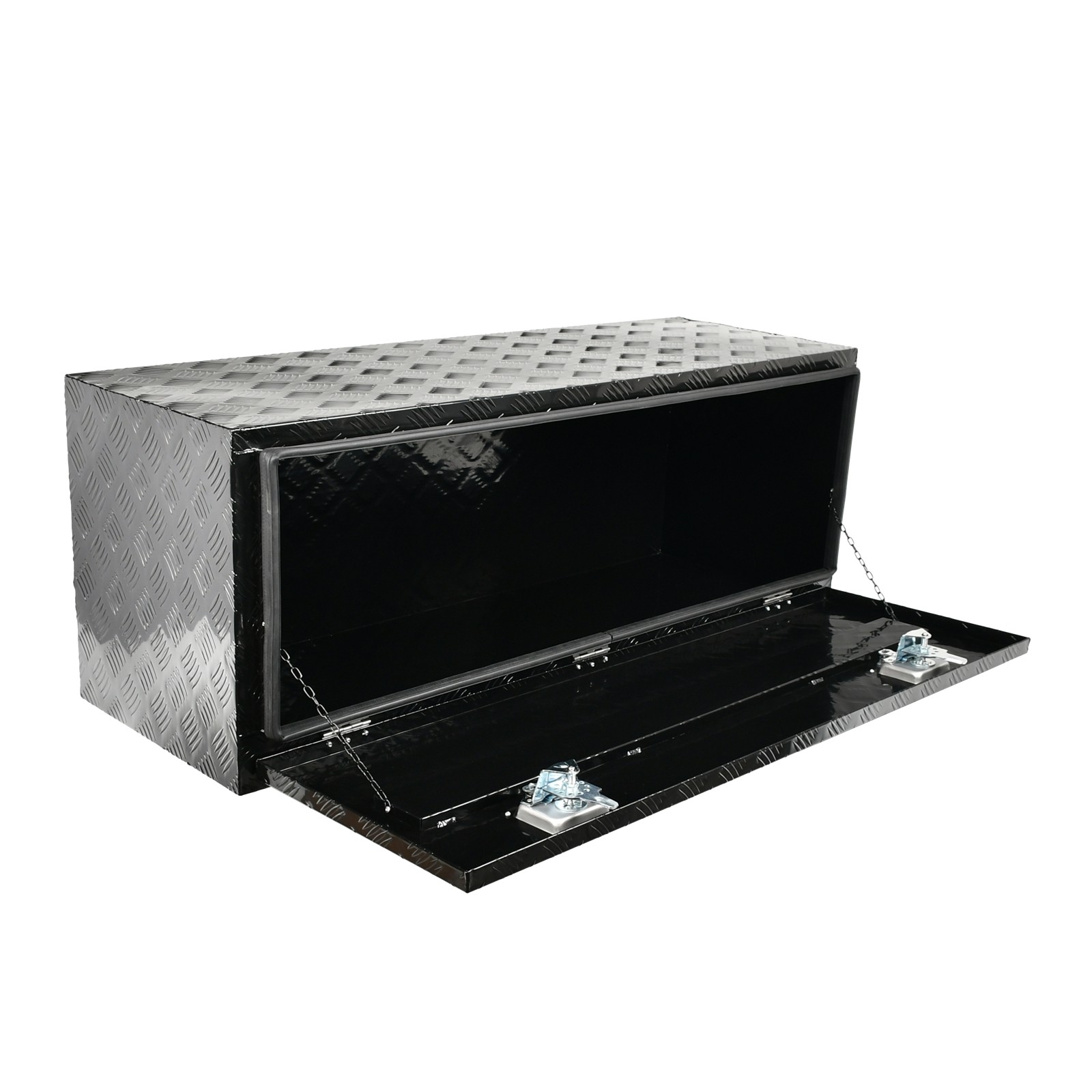 48"x17"x18" Black Aluminum Tool Box Truck Trailer Bed Underbody Storage+Lock Key