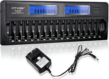 16 Bay AA AAA Battery Charger with Discharge Function, Smart LCD Display for 1.2