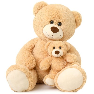 39 Inch Giant Teddy Bear, Fun Mom Bear Plush with Attached Baby, Large Soft P...