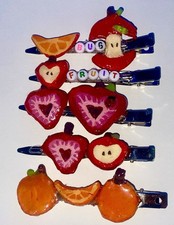 Multicolor Fruit Shaped Clay Hair Clips Set