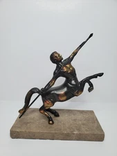 Vintage Bronze Remy Martin Centaur Statue w/ Spear On Marble Base