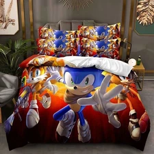 Sonic & Shadow Comforter Bedding Set – Cartoon Duvet Cover Pillowcase Set