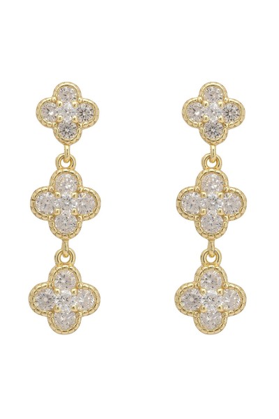 Latelita Mini Dreifach Kleeblatt Tropfen Ohrringe Gold 925 Sterling Silber-image
