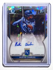 2023 Bowman Chrome Austin Charles 1st Atomic Auto /100 Royals