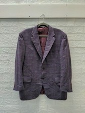 Pre-owned Canali Men's Purple Plaid Wool Blazer Suit Sport Coat Sz 7R