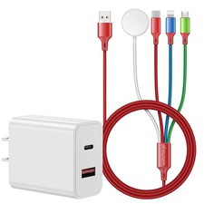 4 in 1 Upgraded for Watch Charger with USB C/A PD20W Block Fast...