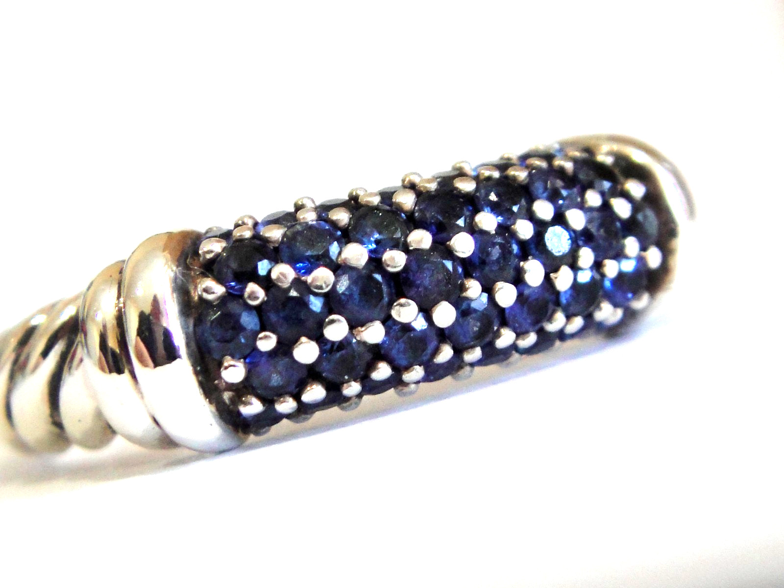 DAVID YURMAN SILVER PAVE STACK BLUE SAPPHIRE RING - image 1