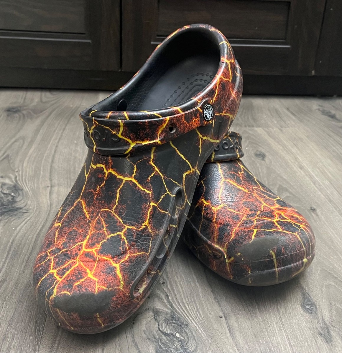 crocs bistro mens size 11 shoes black red lava slip resistant work clogs Famous Brand Bistro Graphic Clogs Black Red Lava Mens 5  main image 3