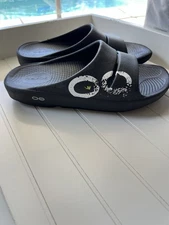 OOFOS OOahh Recovery Slide Sandals Black Women's US 8 Men’s 6