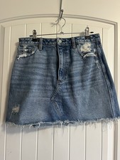 Abercrombie Fitch Distressed Denim Mini Skirt Sz 30/10 Natural Rise Waist Y2K