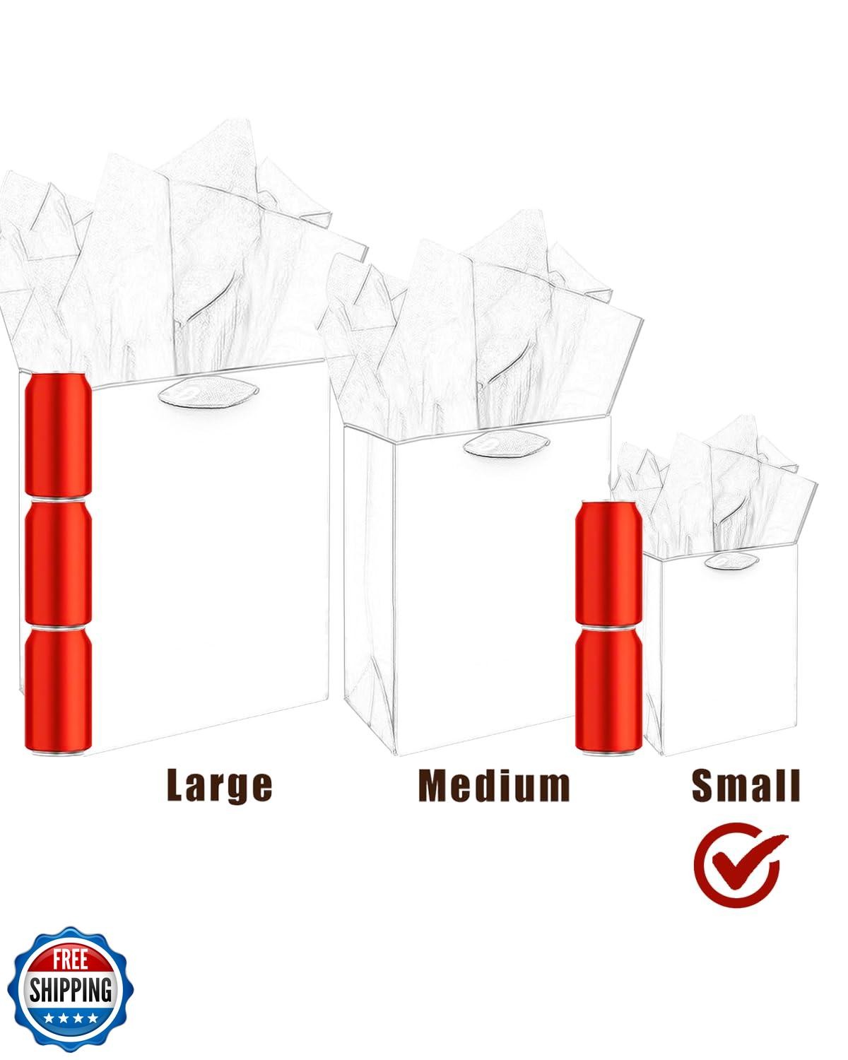 qiqee 10PCS Red Mini Gift Bags with Tissue Paper Handles 6.3"x4.7"x2.4" Small