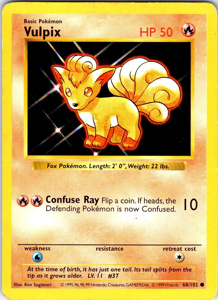Vulpix Common Base Set (Shadowless) 068/102 Unlimited HP