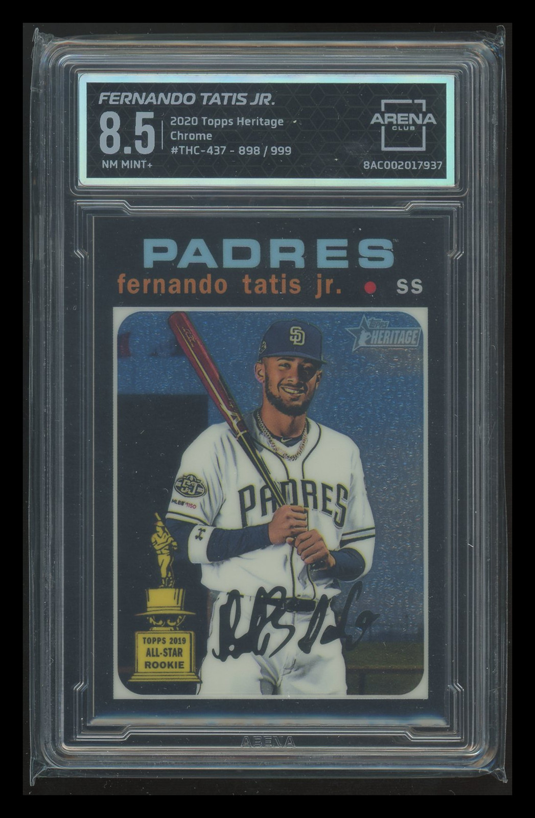 2016 Topps Heritage Chrome Fernando Tatis Jr. #THC-437 898/999 Topps 2019 AC 8.5