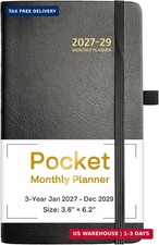 2027-2029 Pocket Monthly Planner, 3 Year Calendar 2027-2029, 6.2'' x 3.6'', Smal