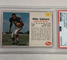 1962 POST CEREAL FOOTBALL WILLIE GALIMORE HAND CUT #113 PSA 3 CHICAGO BEARS