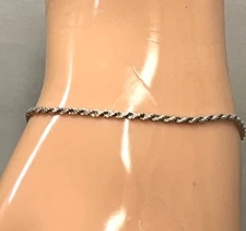DAINTY FAS STERLING SILVER ROPE BRACELET 6-7/8" 1.8mm