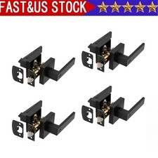4pcs Matte Black Square Door Lever Handle Pri...