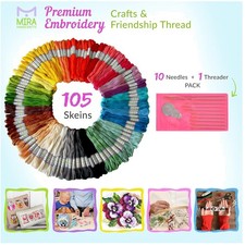Rainbow Embroidery Floss Set - 105 Skeins Needles