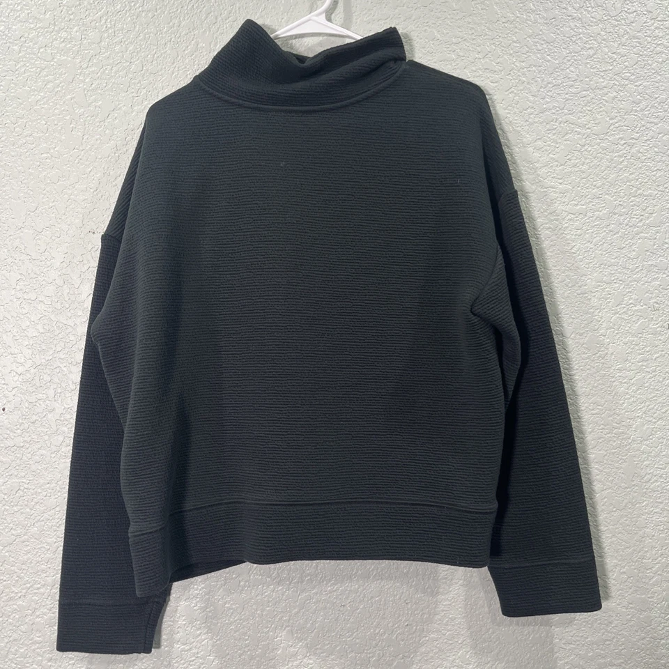 Chaqueta Banana Republic Cremallera Completa Mujer L Negra Entrenamiento Activo Acanalado Tejido Buceo Foto 3 de 4