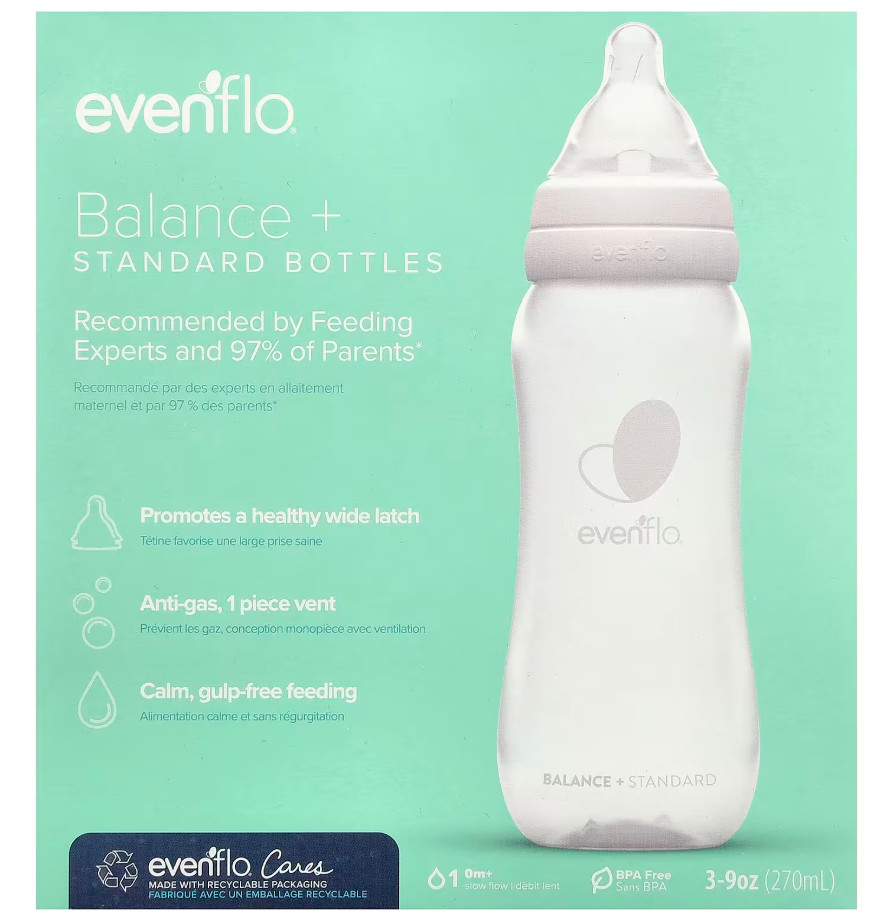 Evenflo Balance+ Standadd Bottles, pack of 3, 9oz