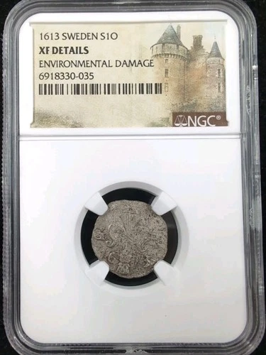 1613 SWEDEN S10- NGC XF Details Environmental Damage 4736