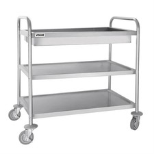 Vogue Stainless 3 Tier Deep Tray Cutlery Clearing Trolley 940 x 855 x535mm CC365