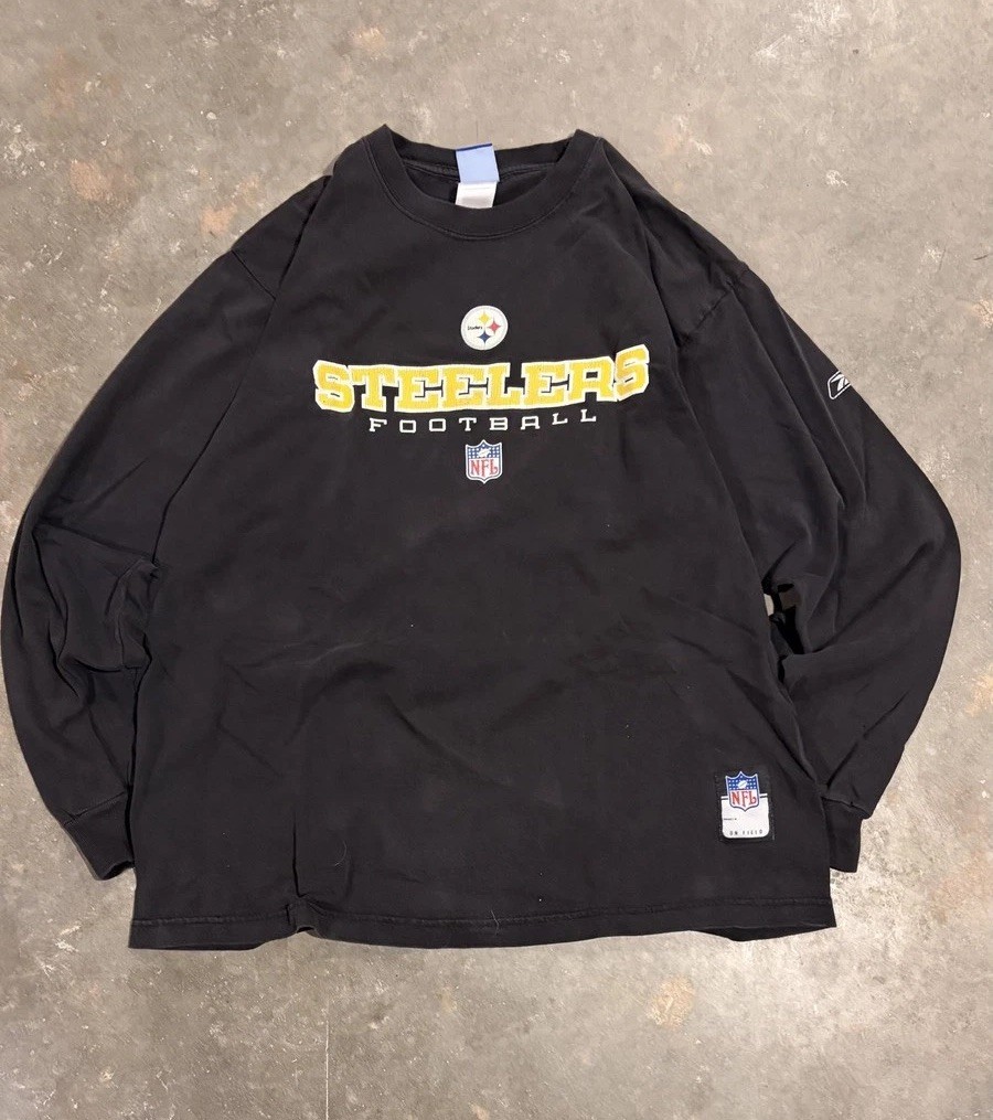 Pittsburgh Steelers Shirt Mens XL Black Long Sleeve NFL Football Reebok On Field