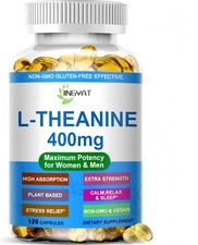 L Theanine 400 mg - Extra Strength L Theanine Supplement for Stress Relief, R...