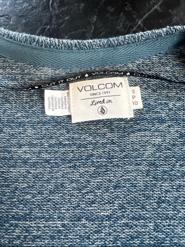Volcom Long Cardigan Sweater Lightweight Size S 10 Long Sleeve Taupe Blue - Picture 2 of 2