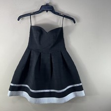 Sans Souci Mini Dress Womens Sz Small Black Silver Layered Strapless Party