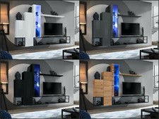 Anbauwand Wohnwand Schrankwand SWITCH M8 mit Hochglanz Push - Click und LED Bel.