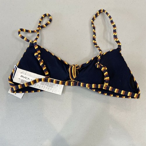 RVCA 'Bondi' Stripe Striped Knot Tri Bikini Top, S L - Midnight/Multi - Picture 9 of 10