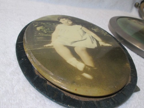Antique Victorian Children Celluloid Button Photos Color Tinted Framed - Picture 4 of 6