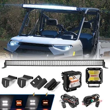 WEISEN Roof 50'' Light Bar Mounts+3'' Dual Color Pods For Polaris Ranger 570 900