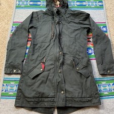 Kavu Women's Plaid Lined Hooded Coat Jacket Parka Black Women's Size S