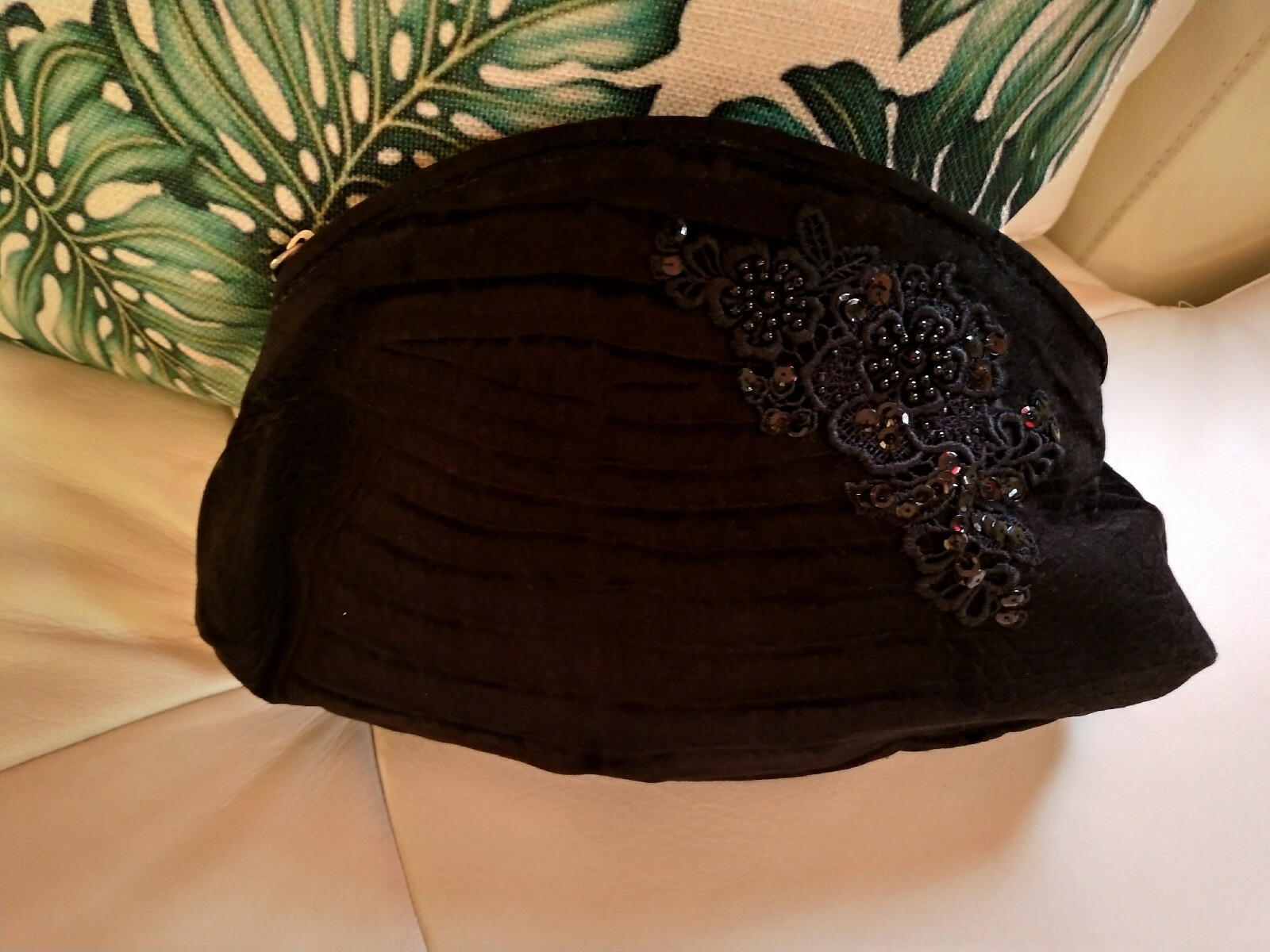 SAOLA Borsa da sera a mano in velluto nero lavorato vintage marchio BAG SPORT