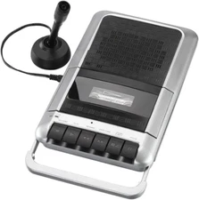 SRC124 Cassette Player & Recorder with Microphone Headphone Jack Aux In Black