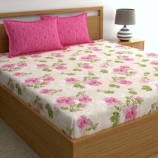 Cotone King Lenzuola Con 2 Cuscino Cover 140tc Rosa Floreale