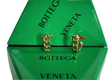 🆕️ Auth BOTTEGA VENETA 18-KARAT GOLD-PLATED CHAIN T-BAR Cufflinks