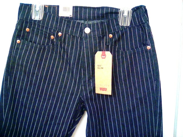 NWT Leviâs 511 Stripe Pinstriped Blue Jeans Mens 32 x 30 Slim Stretch Pinstripe | eBay