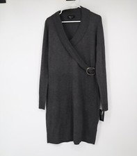 NWT Ronni Nicole Size XLarge Gray Sweater Dress Faux Wrap